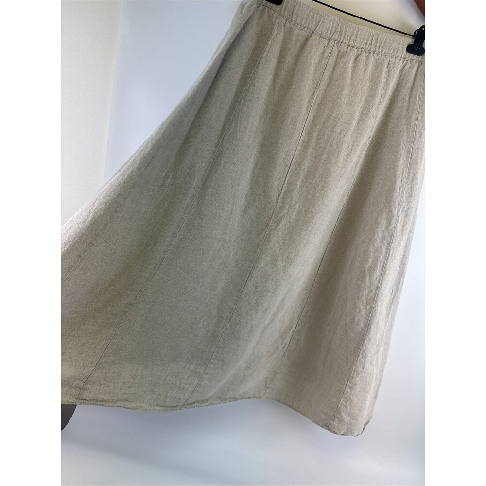 Soft Surroundings Linen Maxi Skirt Button Down Pockets Natural Tan Womens Large - Picture 6 of 12